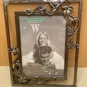 Decorative Pewter 5x7 Photo Frame With Floral Accents